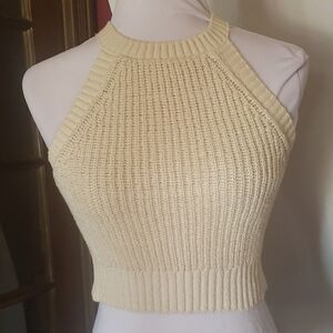 Hunter & Brown Cream Ribbed Knit Halter Top SZ S